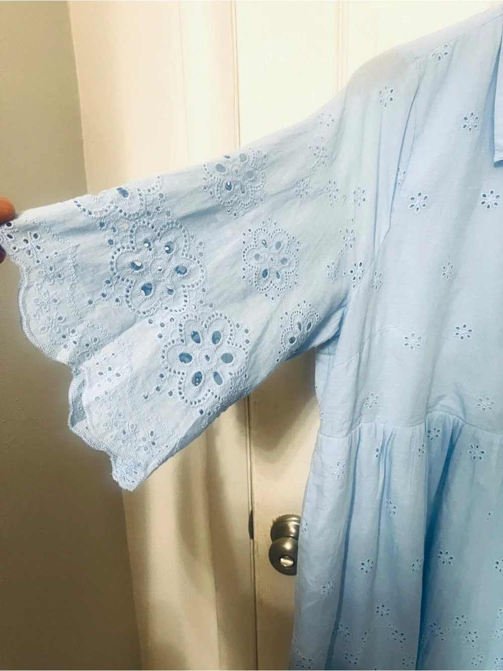 Anniewear Boutique Sky Blue Lined Baby Doll Eyelet Dress Size XL NWT - Picture 5 of 11